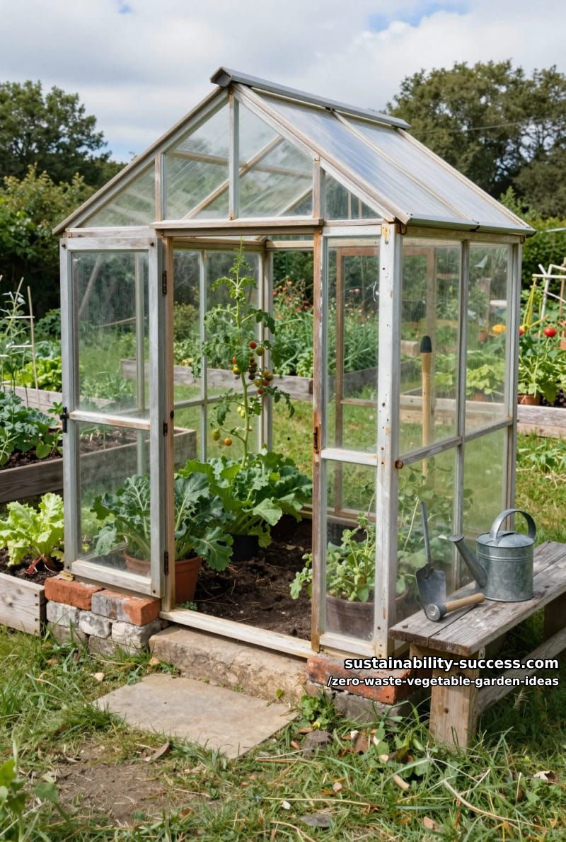 build a greenhouse with old windows and door frames for year-round veggies 1