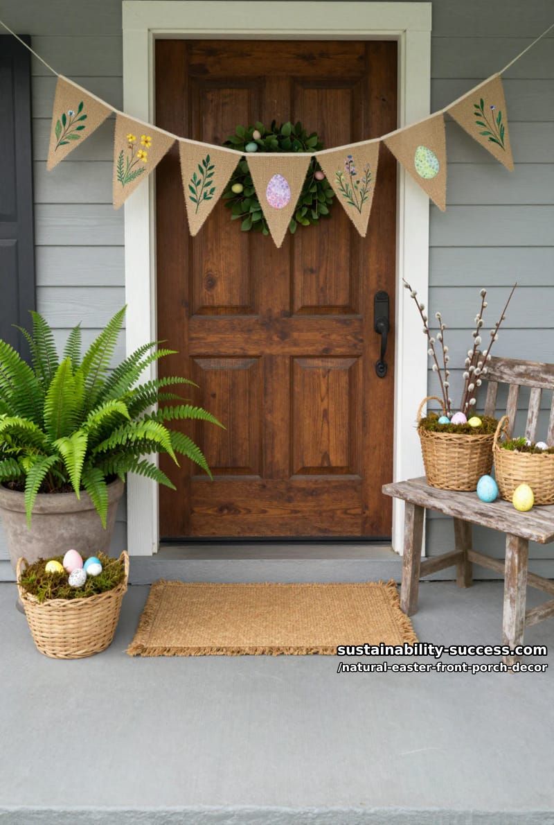 burlap pennant garland with hand-painted botanical easter motifs 1