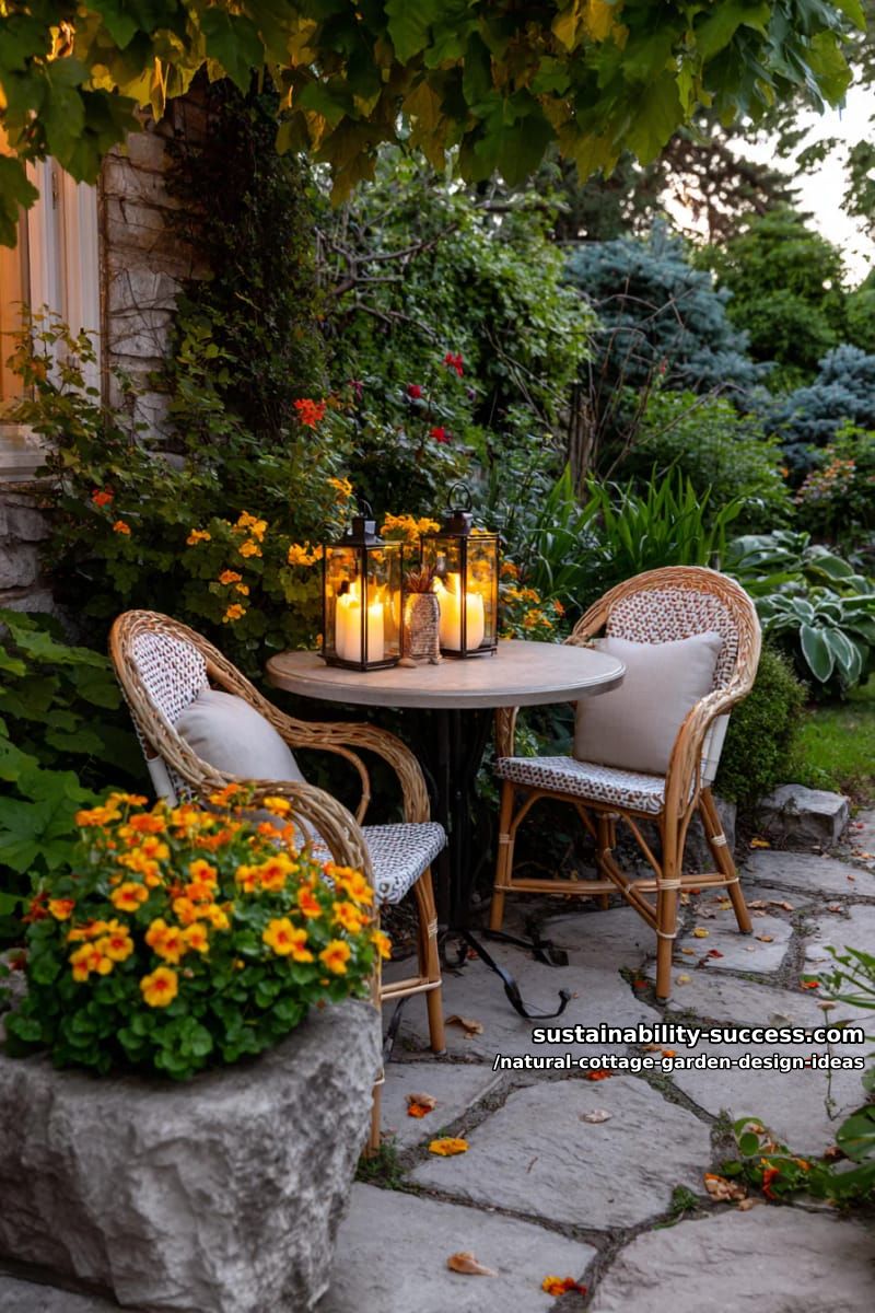 candle-lit evening corners with woven bistro chairs and trailing nasturtiums 1