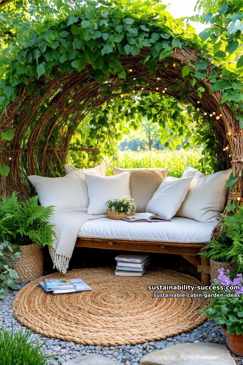cozy reading nook hidden inside a living twig-and-vine dome 1
