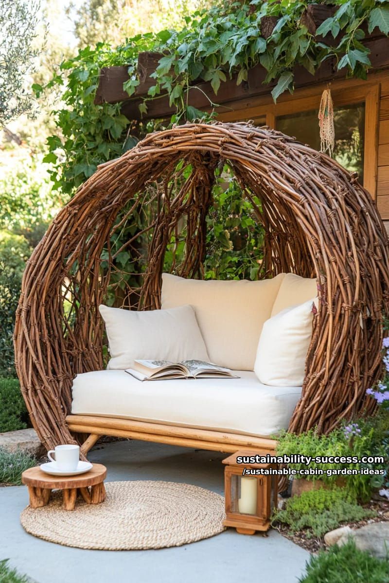cozy reading nook hidden inside a living twig-and-vine dome 1