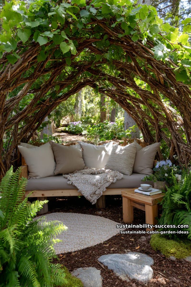 cozy reading nook hidden inside a living twig-and-vine dome 1