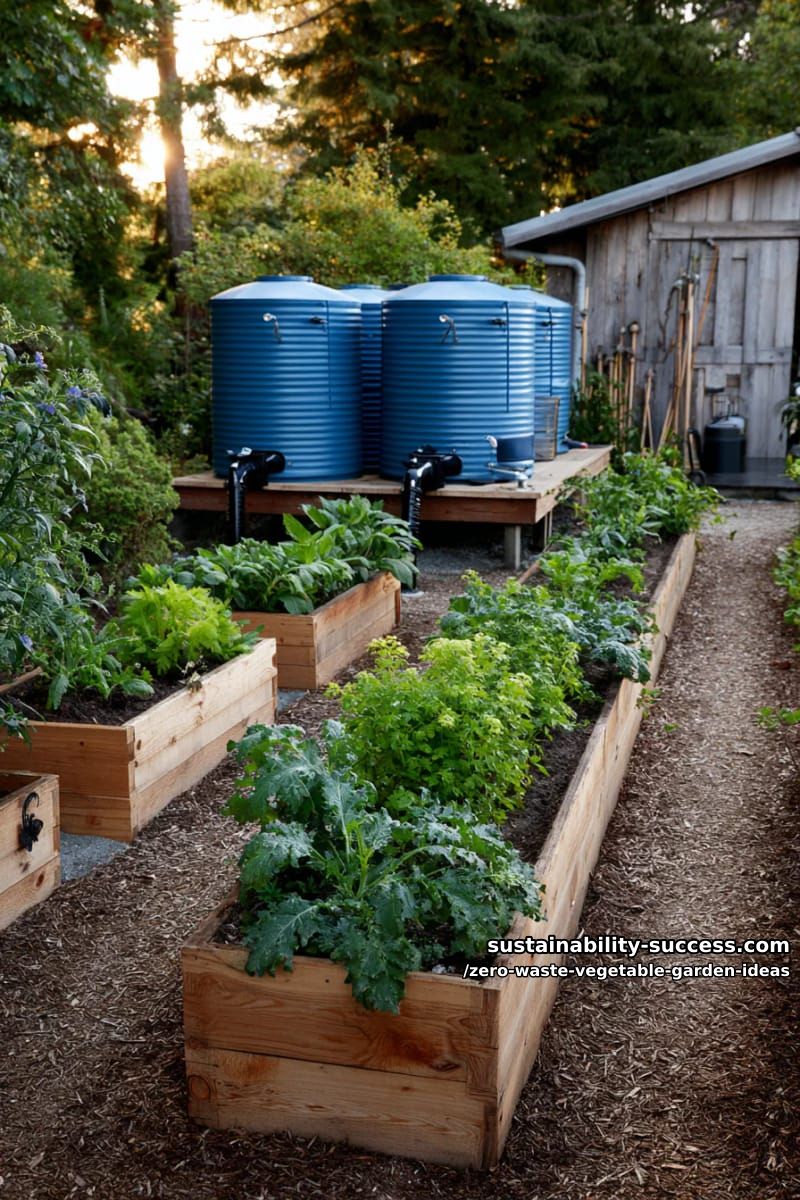create a rainwater collection system using salvaged barrels for garden irrigation 1