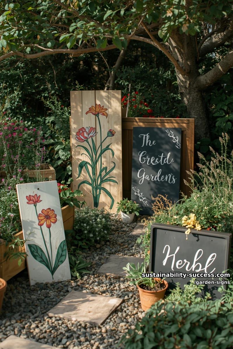 creative garden signs in varied styles among modern and rustic garden areas 1
