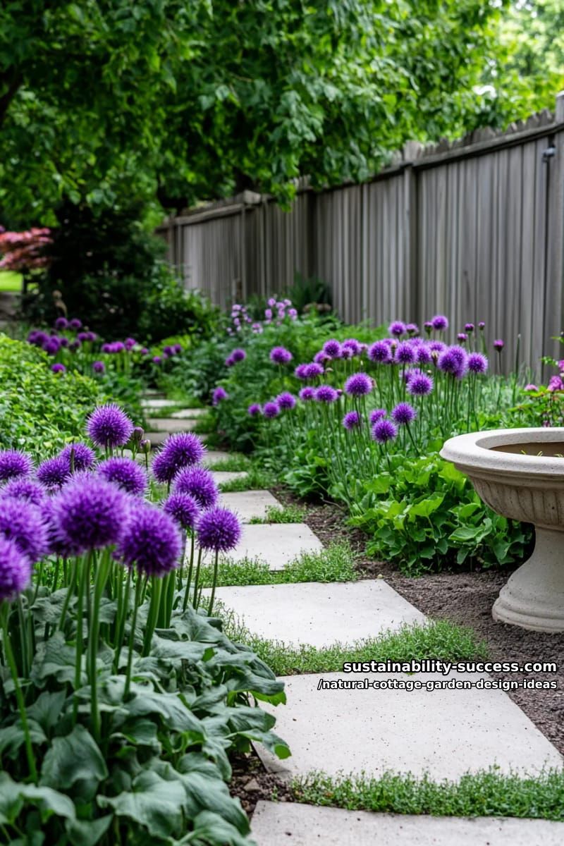 drifts of allium and ornamental grasses for texture and seasonal movement 1