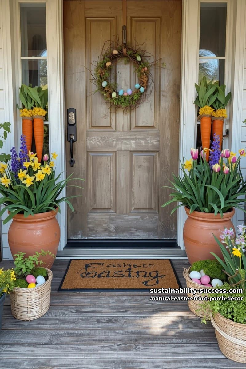 jute-wrapped carrot bundles hanging beside the door for playful texture 1