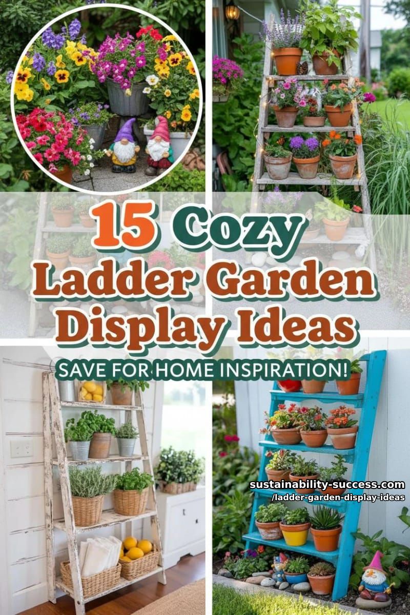 15 Cozy Ladder Garden Display Ideas to Elevate Your Space 41 Ladder Garden Display Ideas - Collage 40