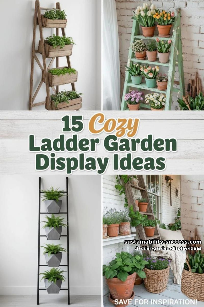 15 Cozy Ladder Garden Display Ideas to Elevate Your Space 42 Ladder Garden Display Ideas - Collage 41