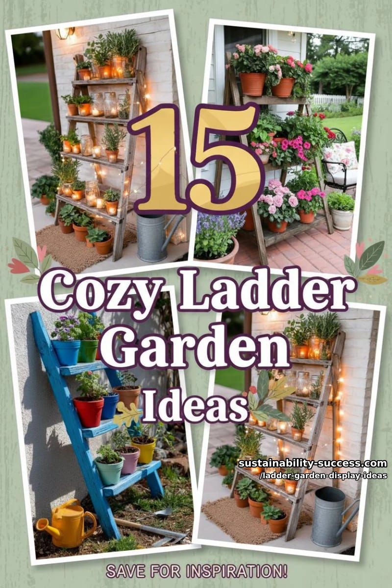15 Cozy Ladder Garden Display Ideas to Elevate Your Space 43 Ladder Garden Display Ideas - Collage 42