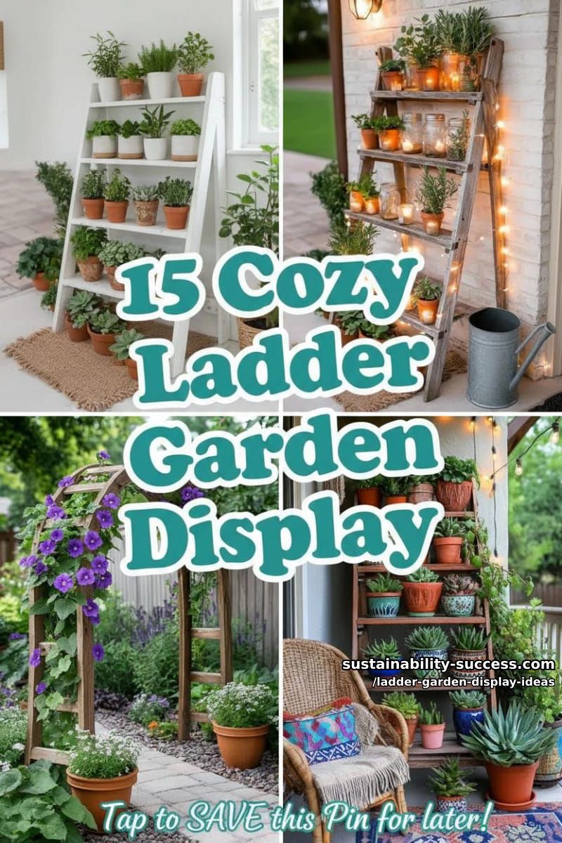 15 Cozy Ladder Garden Display Ideas to Elevate Your Space 45 Ladder Garden Display Ideas - Collage 44