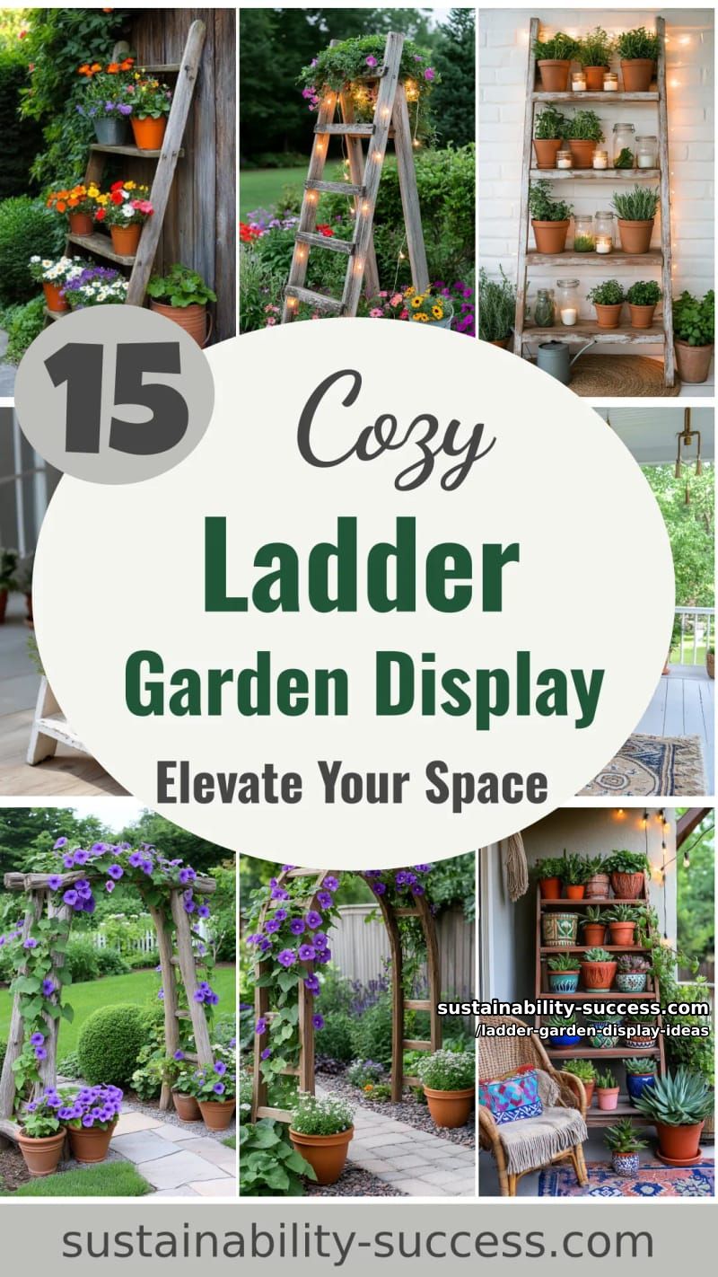 15 Cozy Ladder Garden Display Ideas to Elevate Your Space 49 Ladder Garden Display Ideas - Collage 48