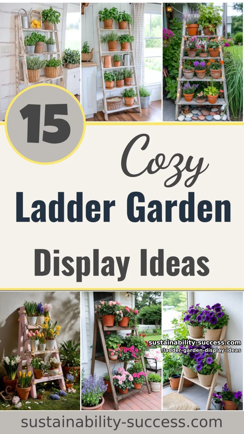 15 Cozy Ladder Garden Display Ideas to Elevate Your Space 50 Ladder Garden Display Ideas - Collage 49