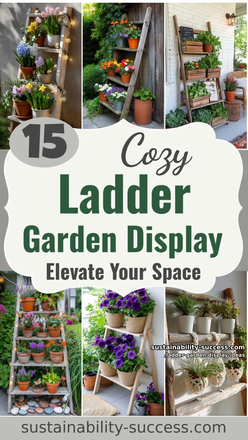 15 Cozy Ladder Garden Display Ideas to Elevate Your Space 51 Ladder Garden Display Ideas - Collage 50