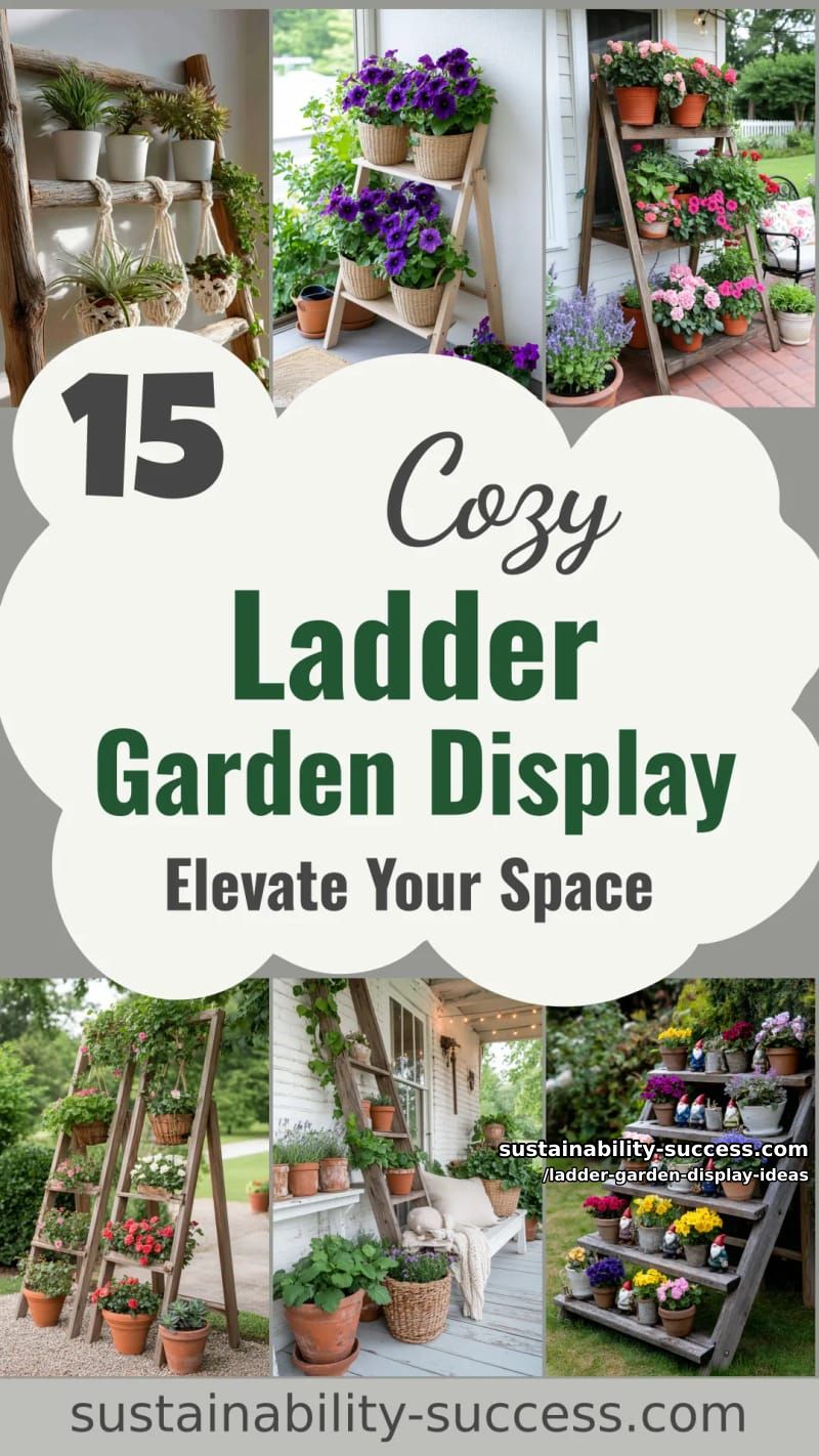15 Cozy Ladder Garden Display Ideas to Elevate Your Space 52 Ladder Garden Display Ideas - Collage 51