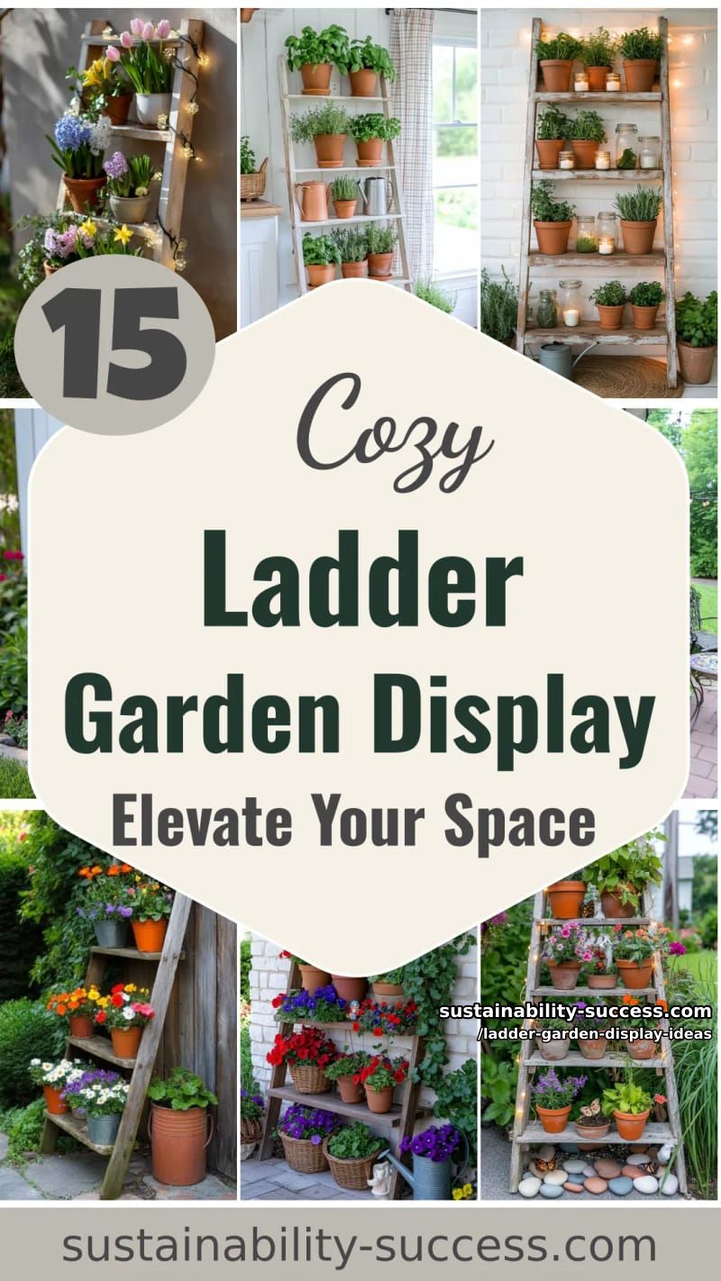 15 Cozy Ladder Garden Display Ideas to Elevate Your Space 55 Ladder Garden Display Ideas - Collage 54