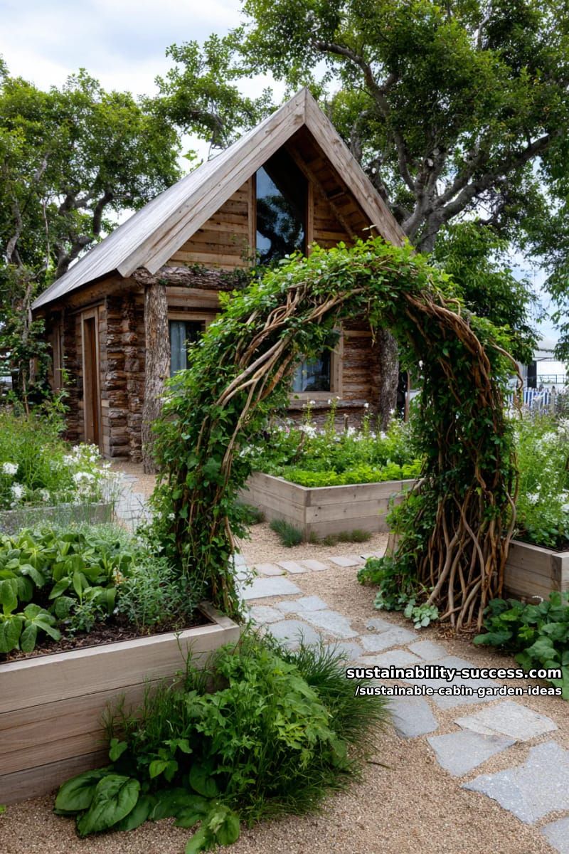 living willow tunnel connecting cabin to the garden for a magical entrance 1