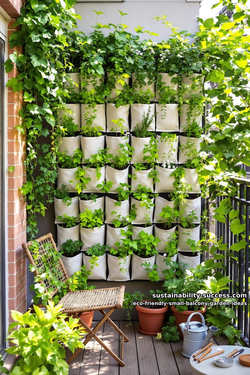 lush vertical garden using fabric pocket organizers for small spaces 1
