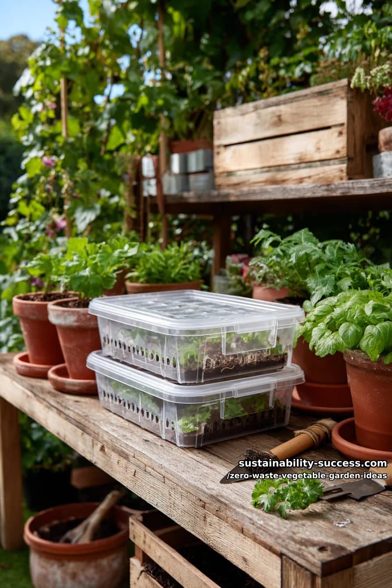 make a worm composting station using old food storage containers 1