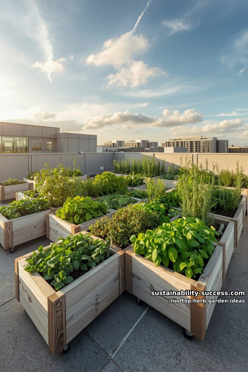 modular herb garden boxes creating a movable green mosaic 1