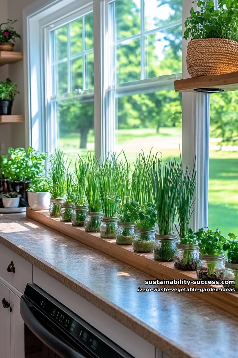 regrow green onions in recycled glass jars on your kitchen windowsill 1