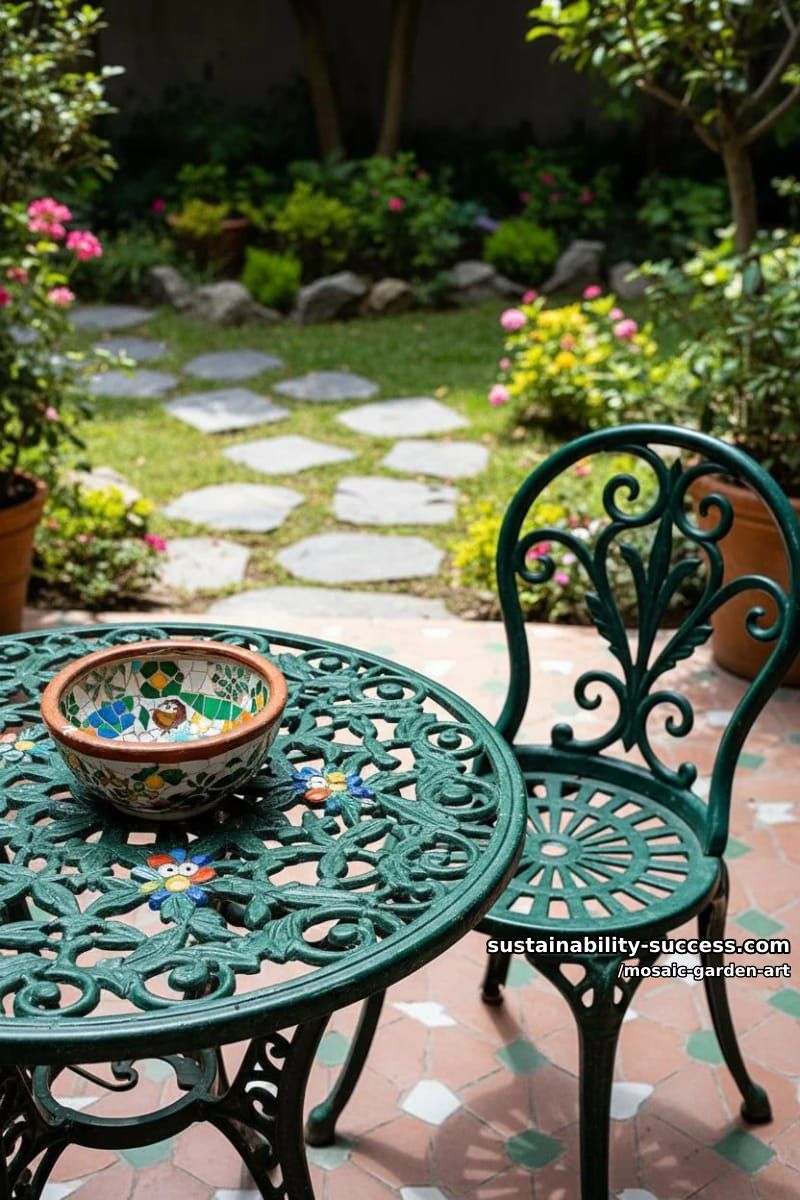 round ceramic dish with vibrant geometric and floral mosaic pattern 1