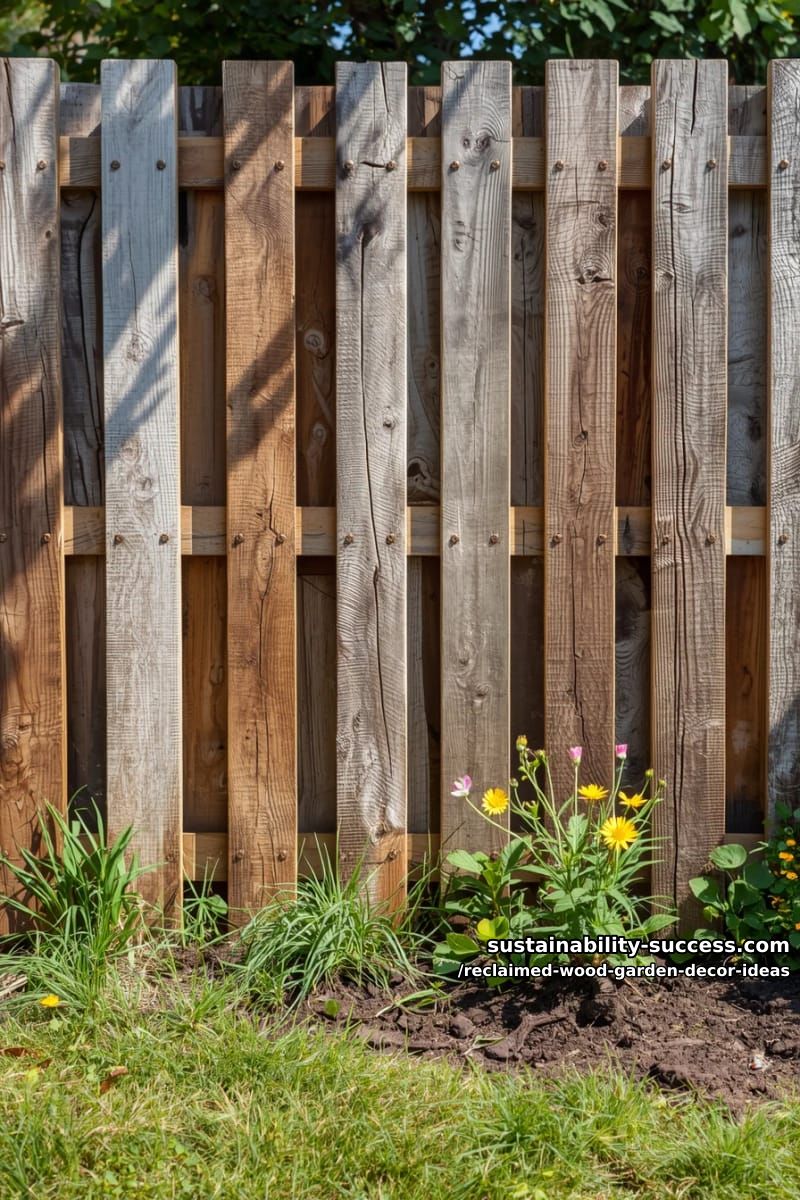 rustic pallet garden fence with alternating horizontal and vertical slats 1