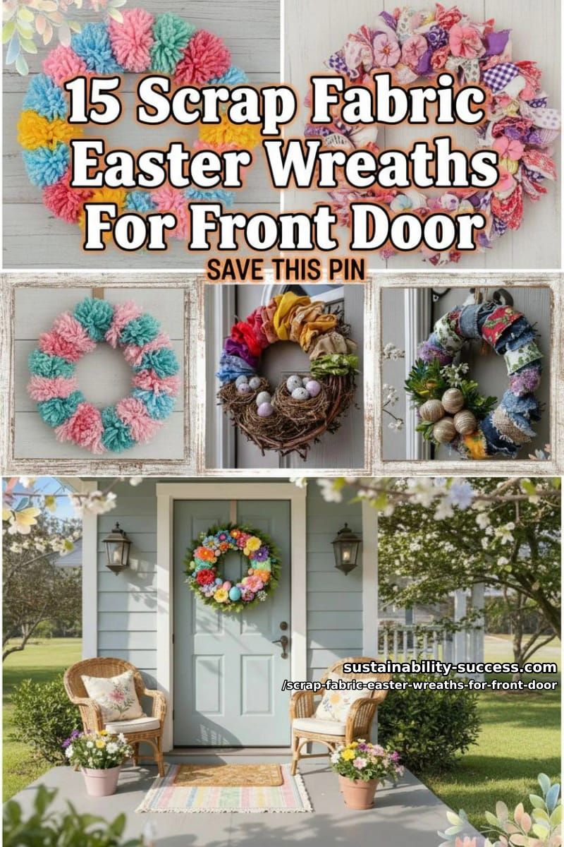 15 Scrap Fabric Easter Wreaths For Front Door That Add Cozy Handmade Charm 44 scrap fabric easter wreaths for front door - Collage 43