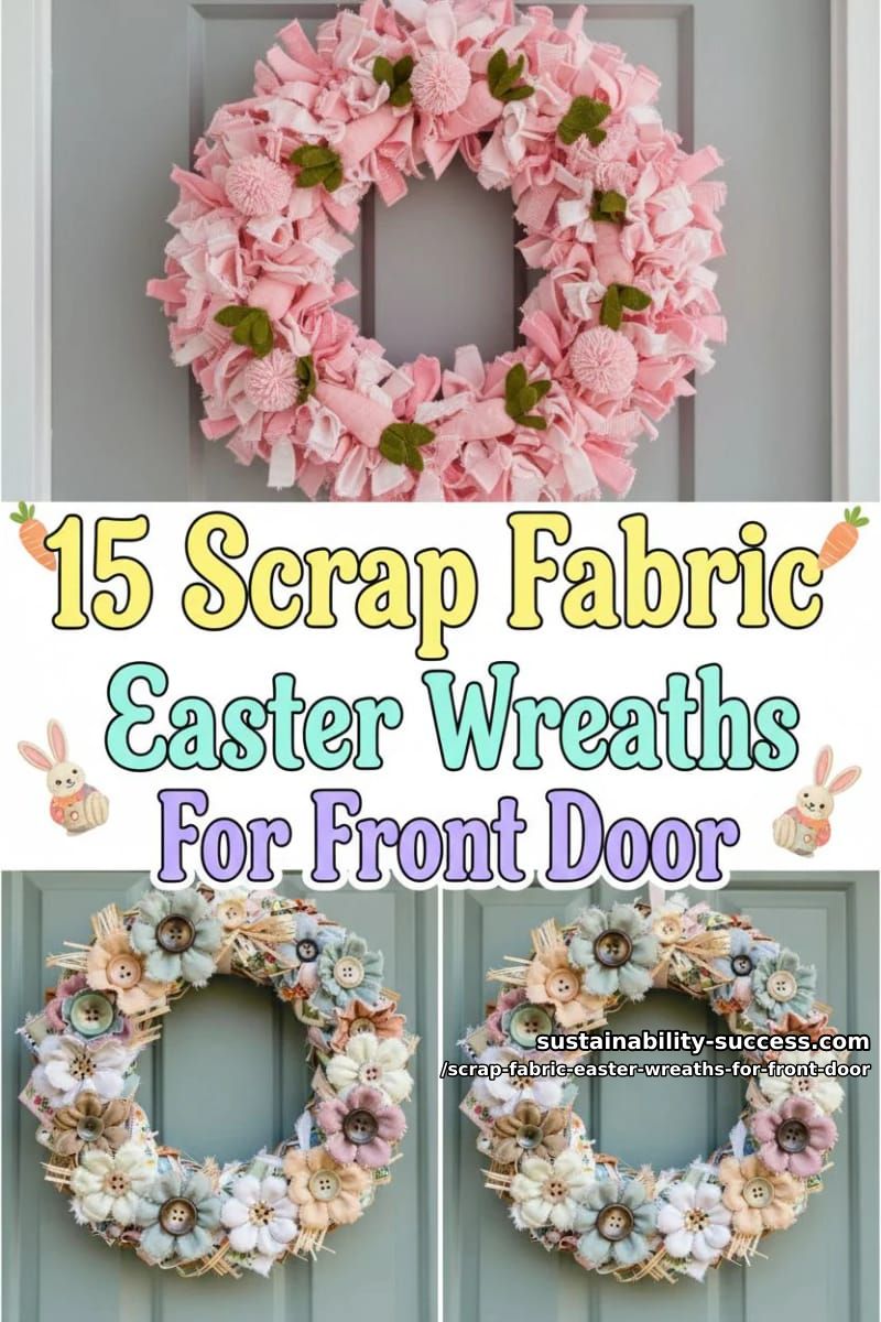 15 Scrap Fabric Easter Wreaths For Front Door That Add Cozy Handmade Charm 46 scrap fabric easter wreaths for front door - Collage 45