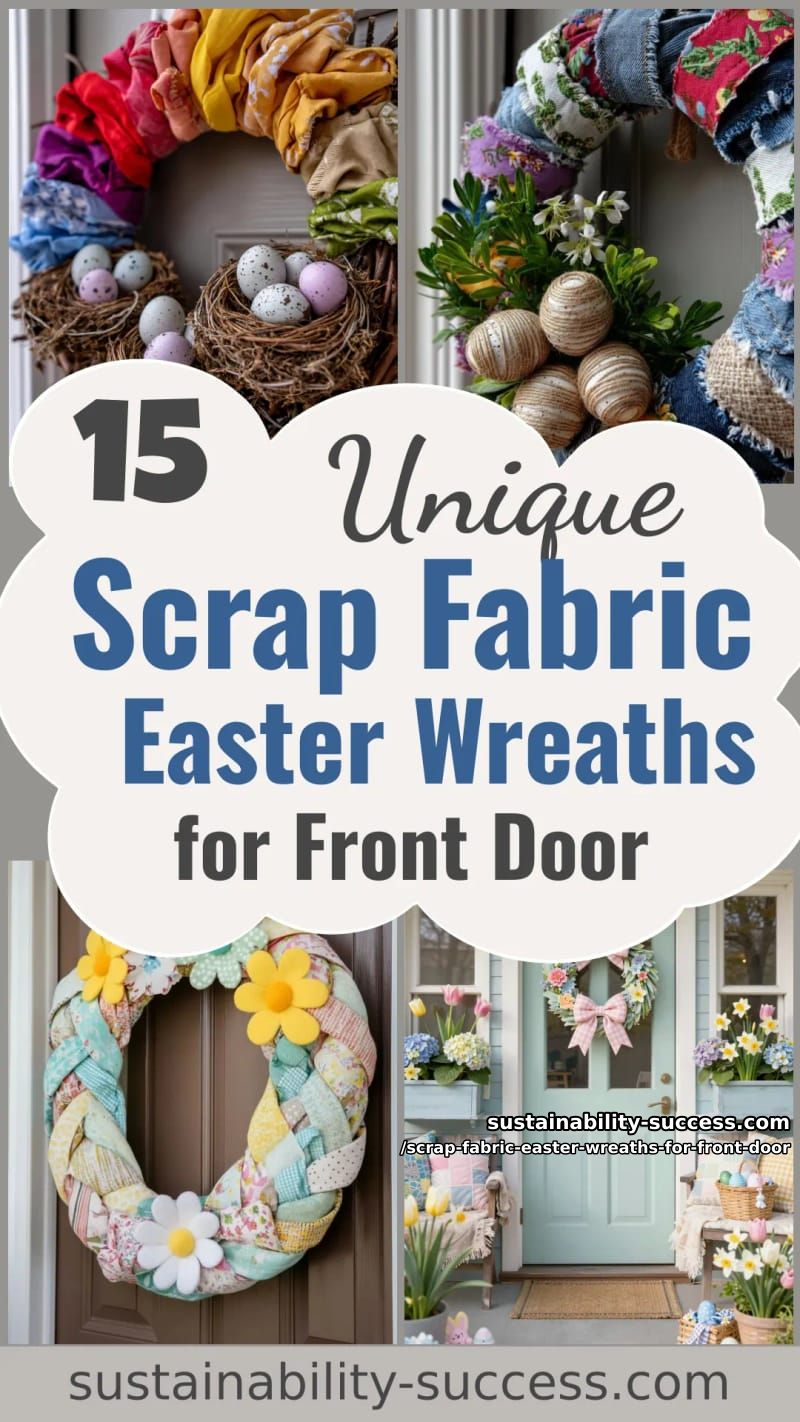 15 Scrap Fabric Easter Wreaths For Front Door That Add Cozy Handmade Charm 50 scrap fabric easter wreaths for front door - Collage 49