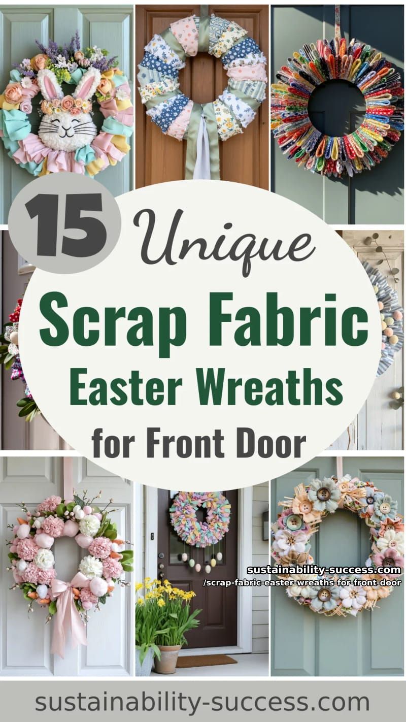 15 Scrap Fabric Easter Wreaths For Front Door That Add Cozy Handmade Charm 56 scrap fabric easter wreaths for front door - Collage 55