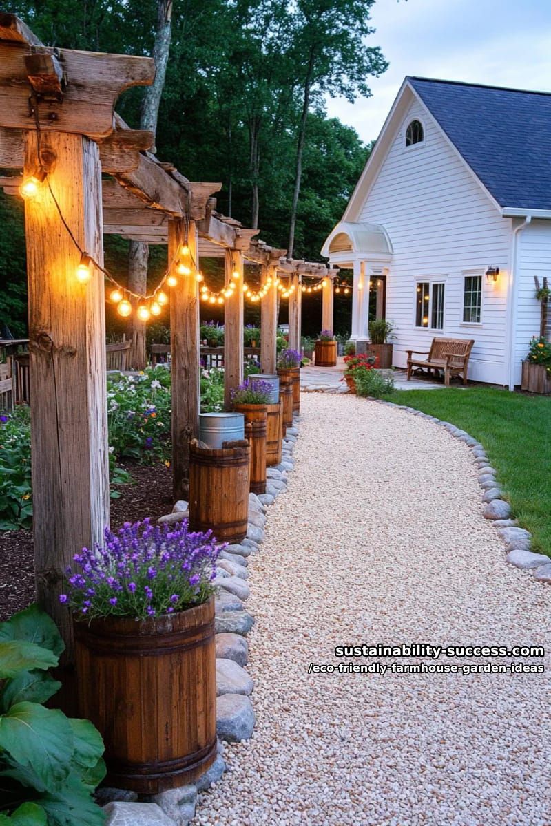 solar-powered fairy lights woven through pathways for magical nighttime garden strolls 1