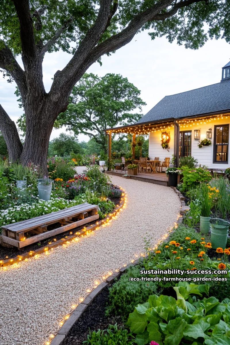 solar-powered fairy lights woven through pathways for magical nighttime garden strolls 1