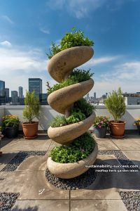 spiral herb garden using curved stone planters for a sculptural effect 8