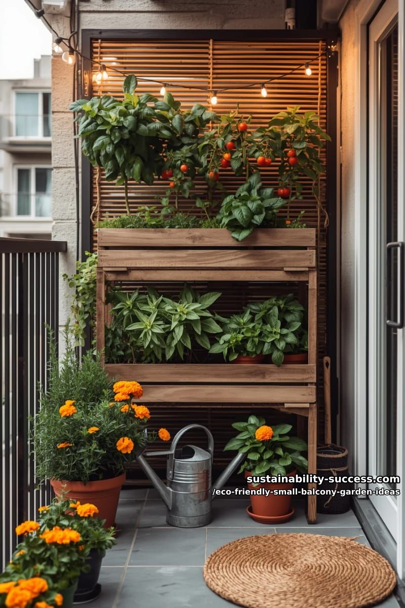 stacked wooden crates for layered balcony vegetable gardens 1