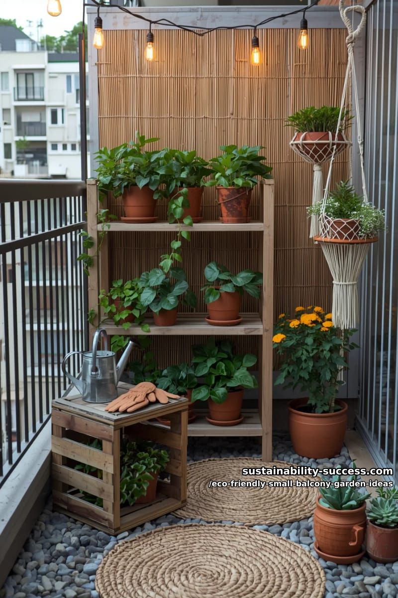 tiered stands made from old wood for compact balcony planting 1