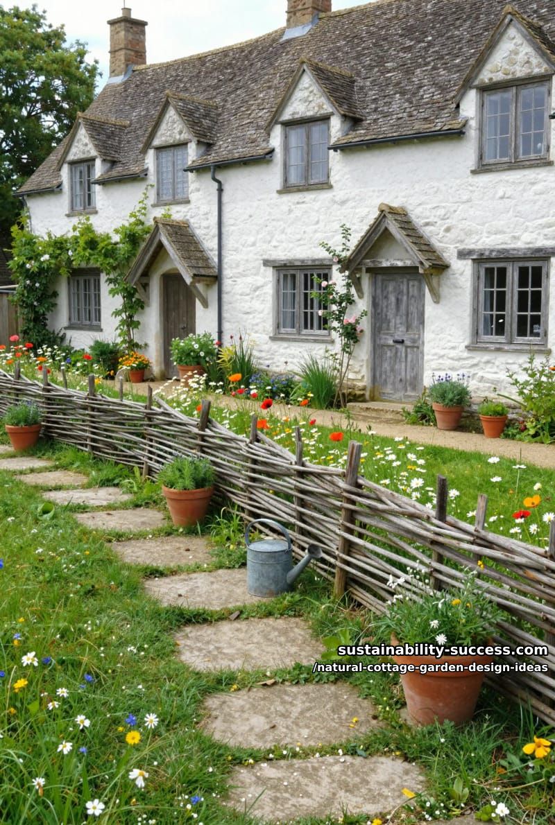 tiny wildflower meadows between cottage windows and woven willow fences 1