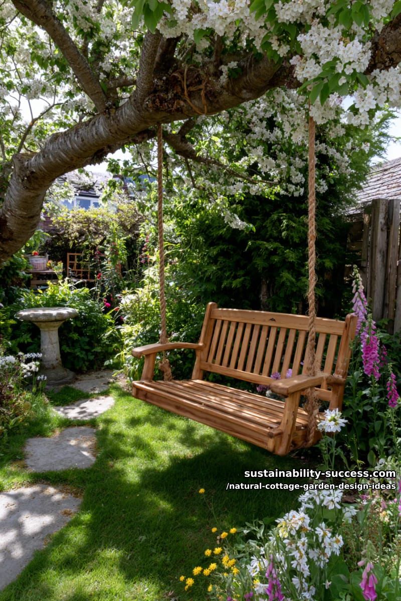 tucked-away garden swings beneath flowering apple or cherry trees 1