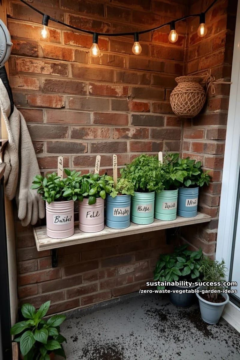 turn food canisters into mini herb gardens for small balconies 1