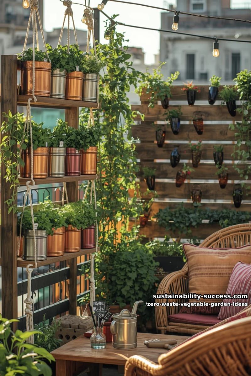 turn food canisters into mini herb gardens for small balconies 1