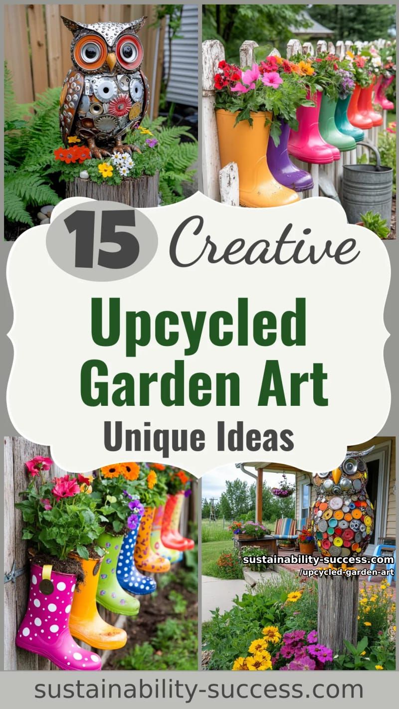 15 Upcycled Garden Art Ideas to Try This Season 54 Upcycled Garden Art - Collage 53