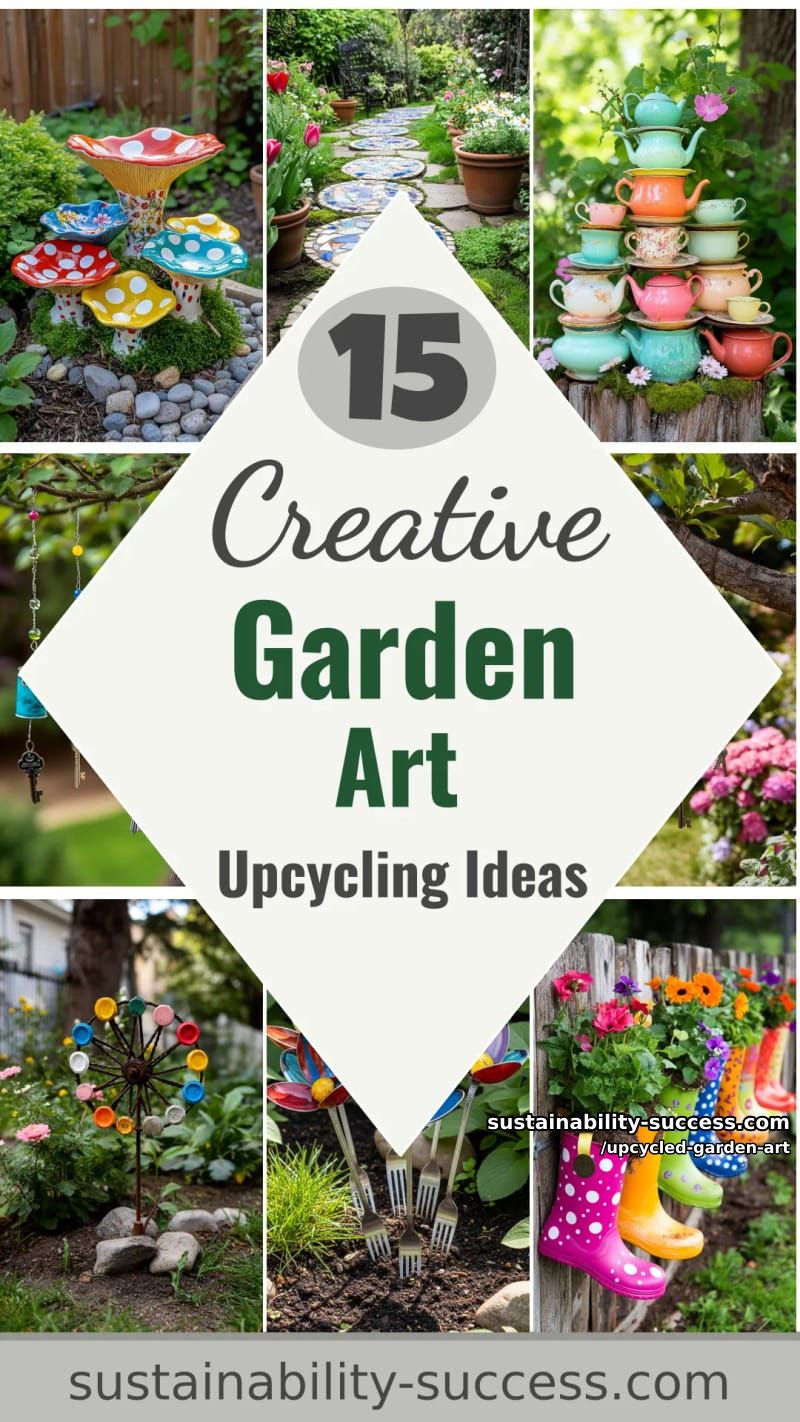15 Upcycled Garden Art Ideas to Try This Season 59 Upcycled Garden Art - Collage 58