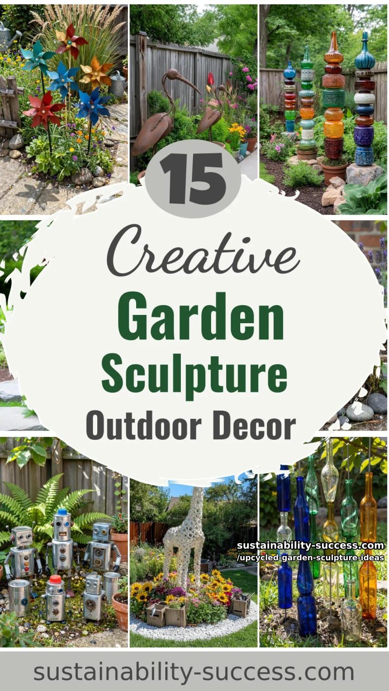 15 Upcycled Garden Sculpture Ideas For A Unique Outdoor Decor 46 Upcycled Garden Sculpture Ideas - Collage 45