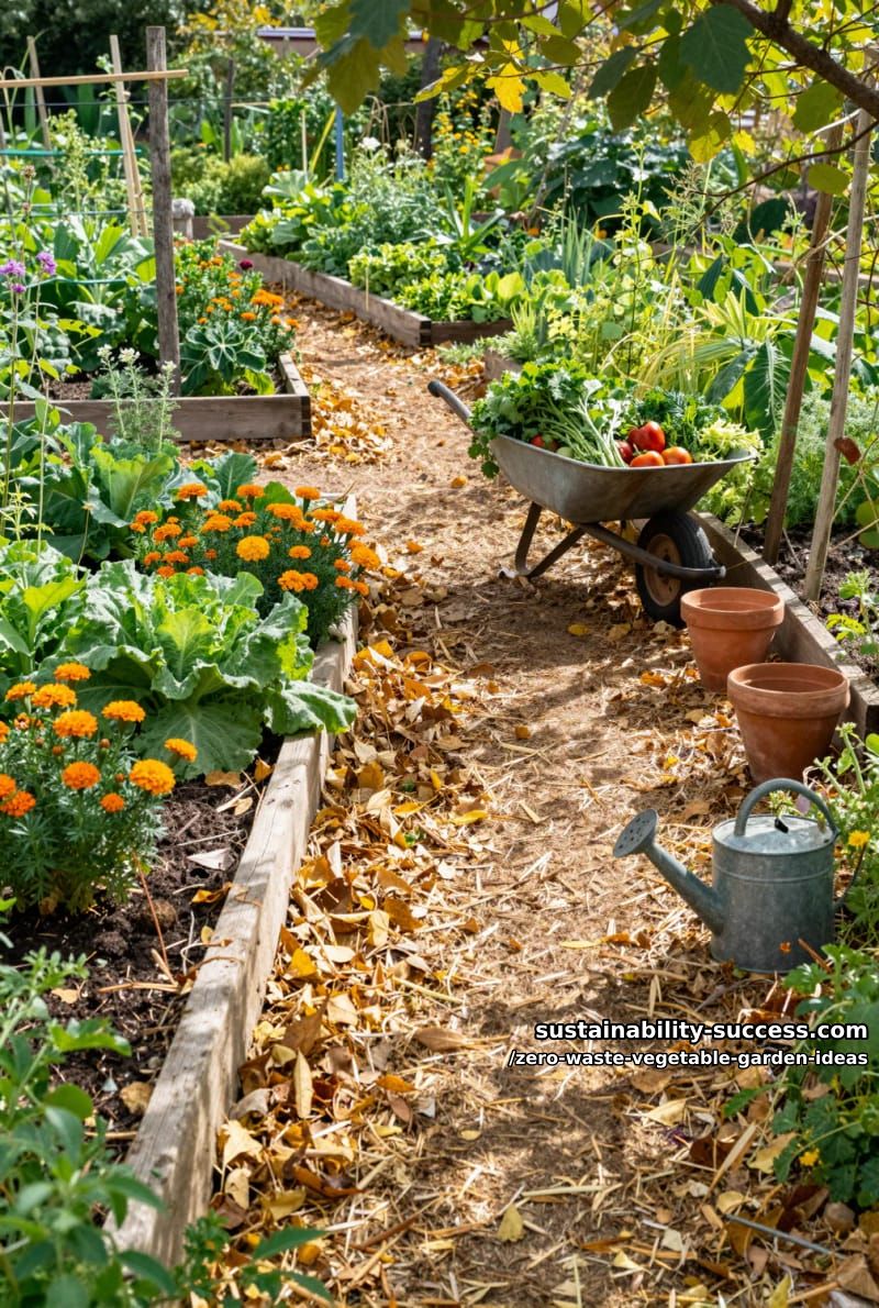 use garden prunings and fallen leaves for nutrient-rich mulch pathways 1
