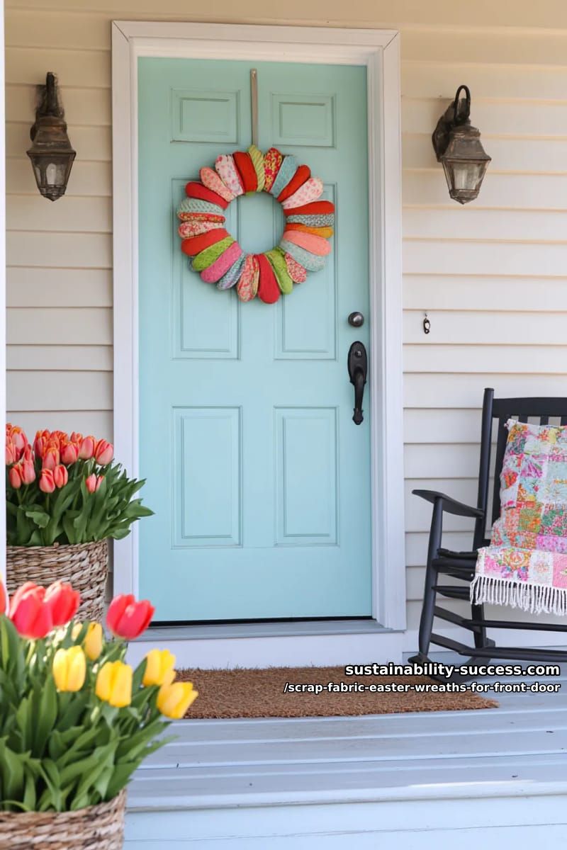 vibrant scrap fabric loops arranged as sunburst petals around a wooden hoop 1