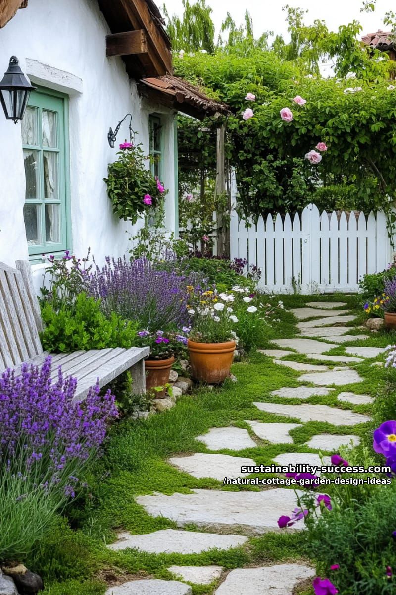winding stone pathways lined with lavender and cottage pinks for dreamy strolls 1