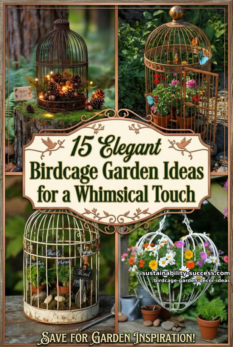 15 Elegant Birdcage Garden Ideas for a Whimsical Touch 30 Birdcage Garden Decor Ideas - Collage 29
