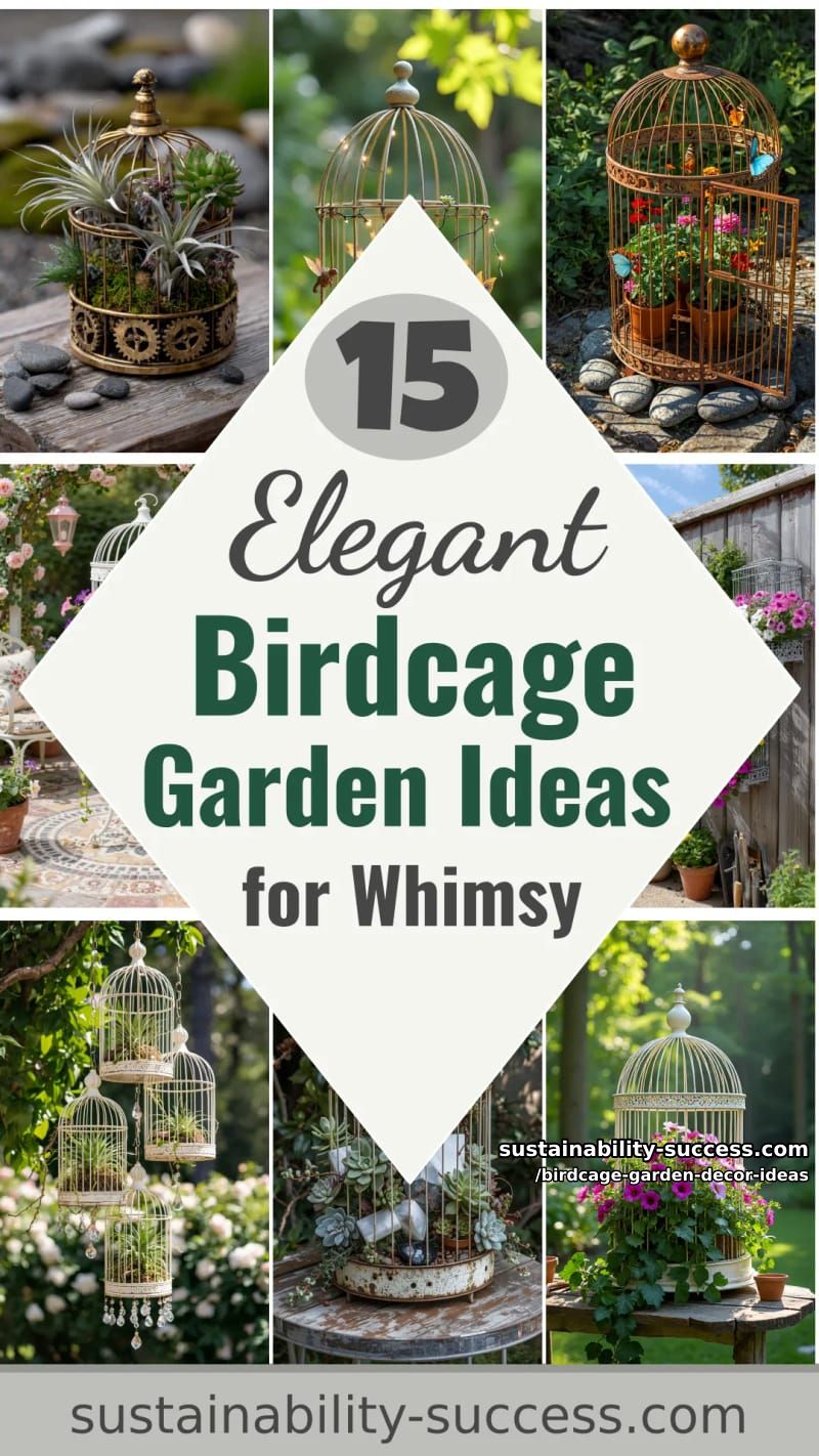 15 Elegant Birdcage Garden Ideas for a Whimsical Touch 34 Birdcage Garden Decor Ideas - Collage 33
