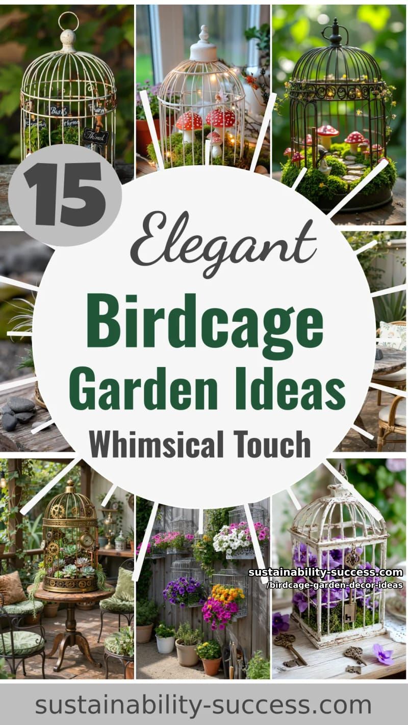 15 Elegant Birdcage Garden Ideas for a Whimsical Touch 35 Birdcage Garden Decor Ideas - Collage 34