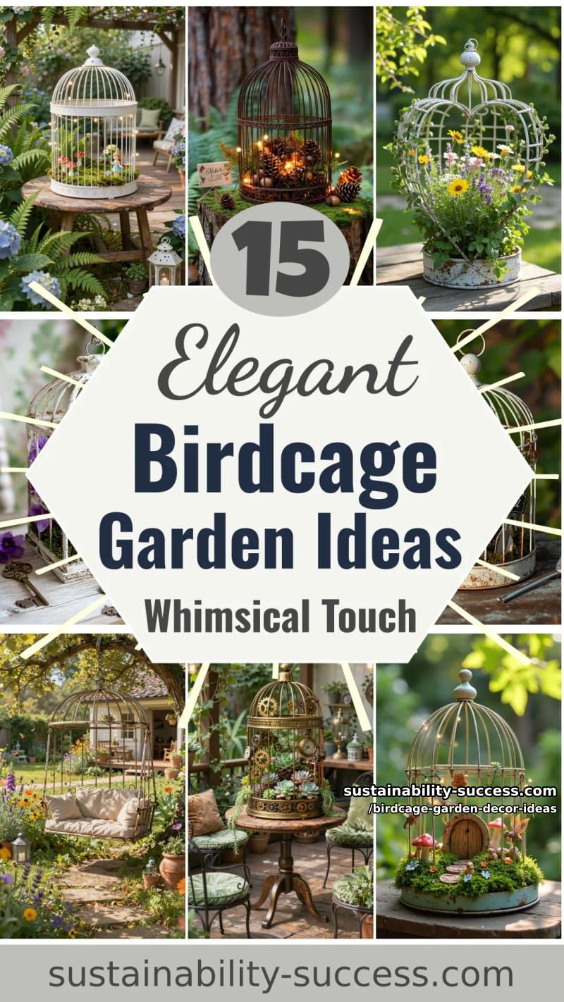 15 Elegant Birdcage Garden Ideas for a Whimsical Touch 38 Birdcage Garden Decor Ideas - Collage 37