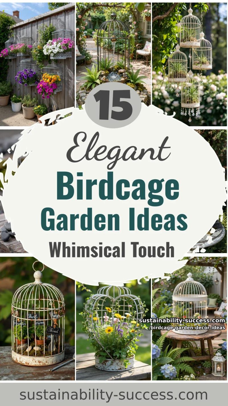 15 Elegant Birdcage Garden Ideas for a Whimsical Touch 41 Birdcage Garden Decor Ideas - Collage 40